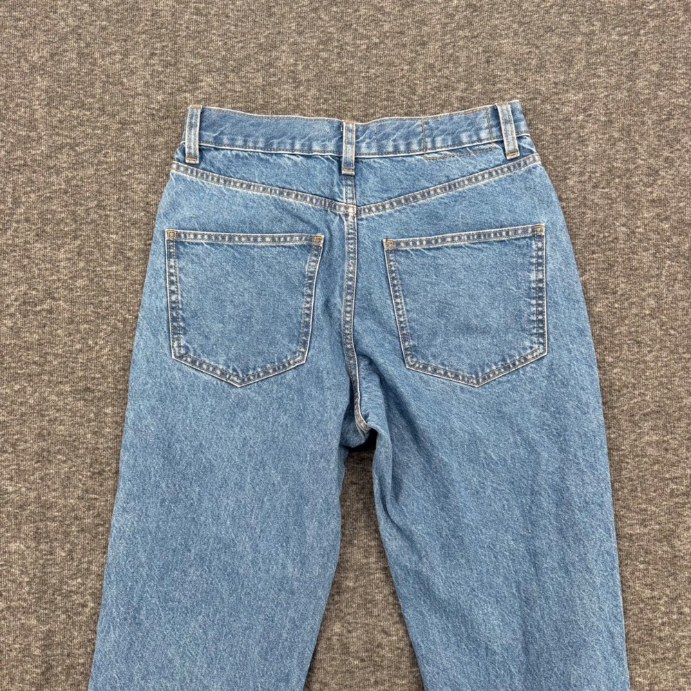 ASOS DESIGN Straight Leg High Rise Jeans Mid Wash Blue 28x32 100% Cotton - Picture 7 of 8